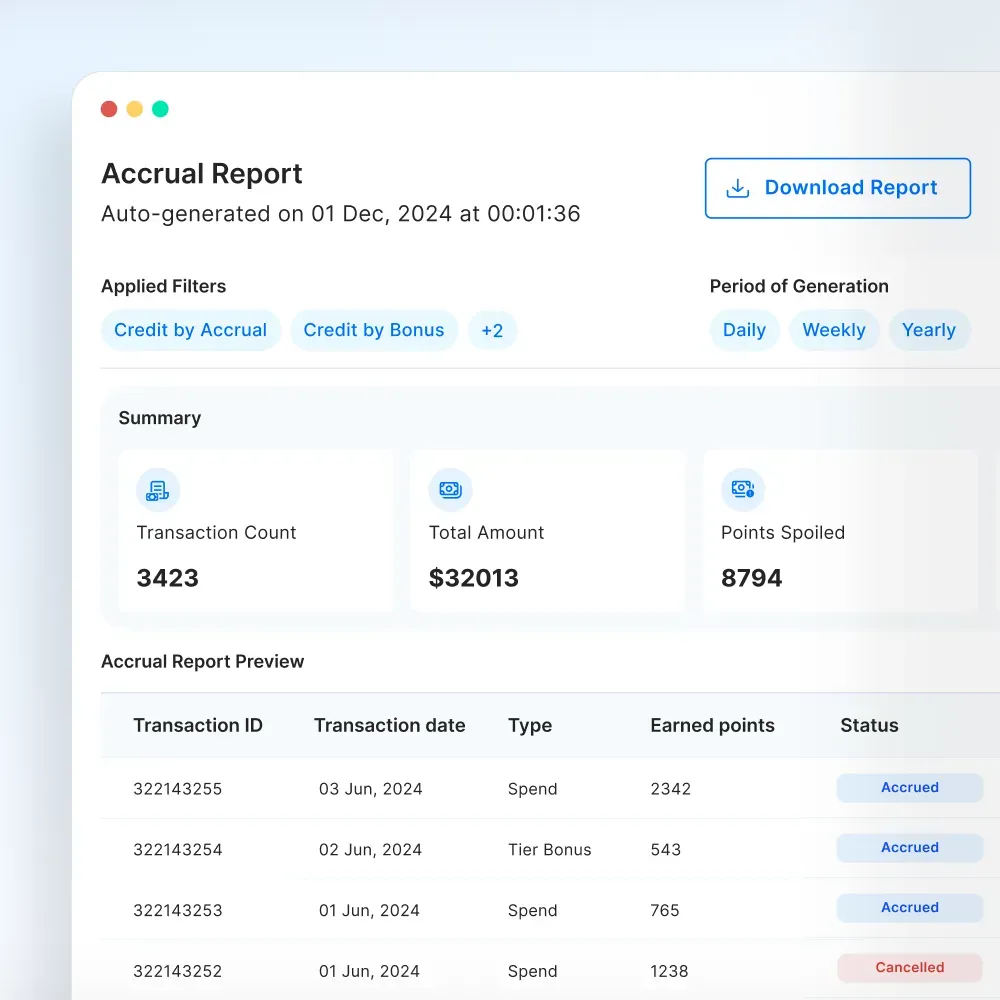 Accrual report